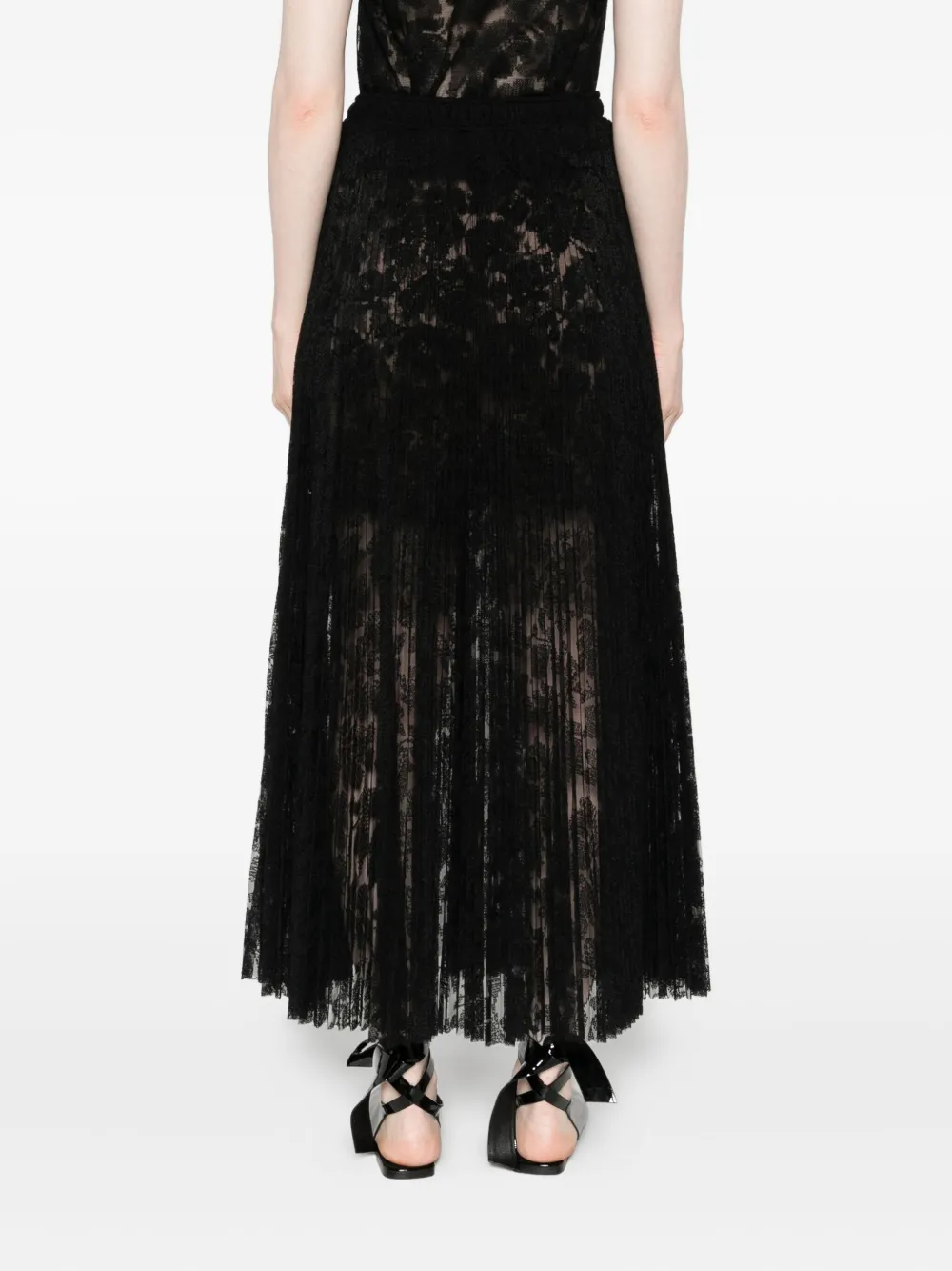 Ermanno Scervino Pleated Midi Skirt In Black