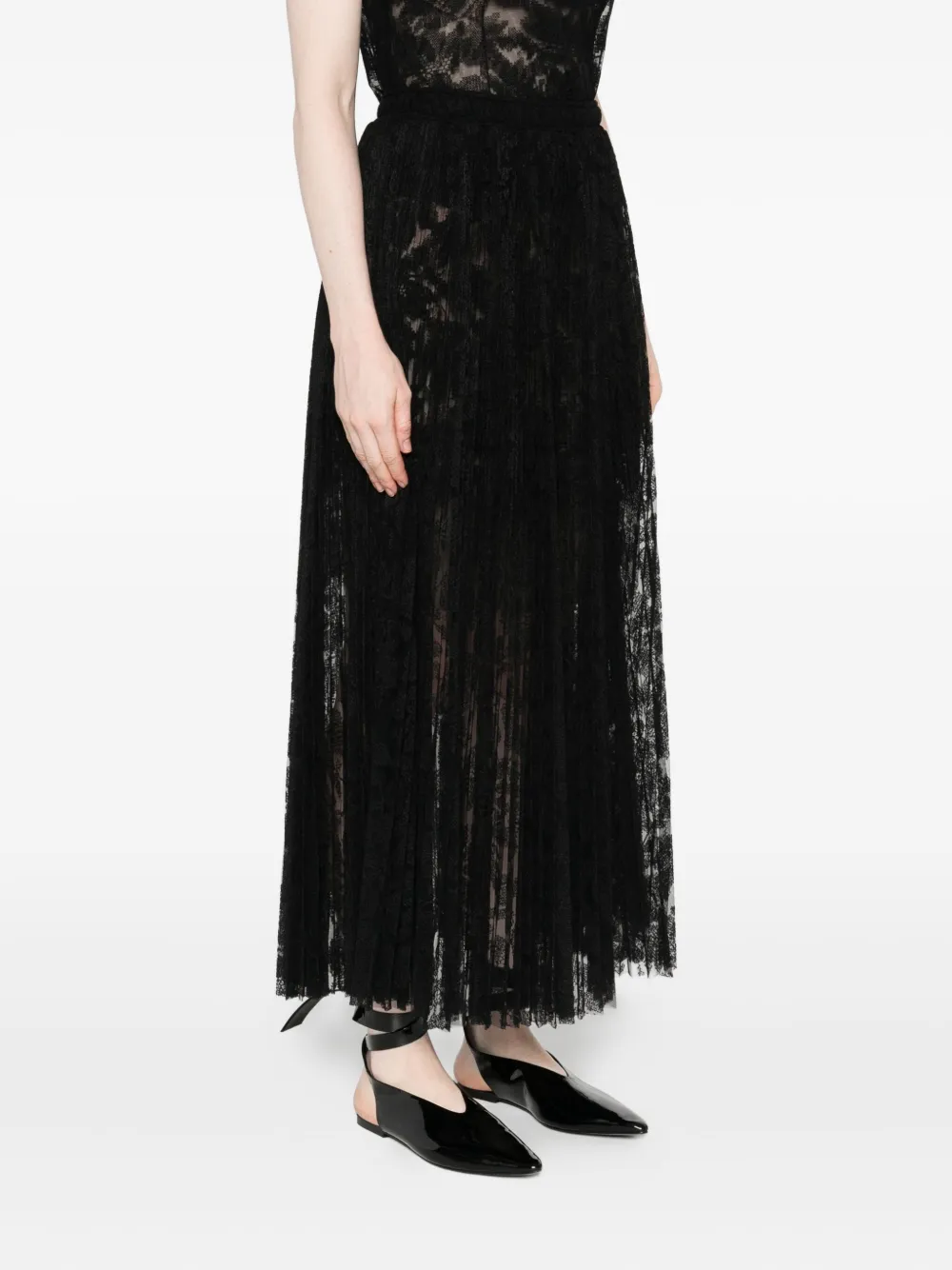 Ermanno Scervino Pleated Midi Skirt In Black
