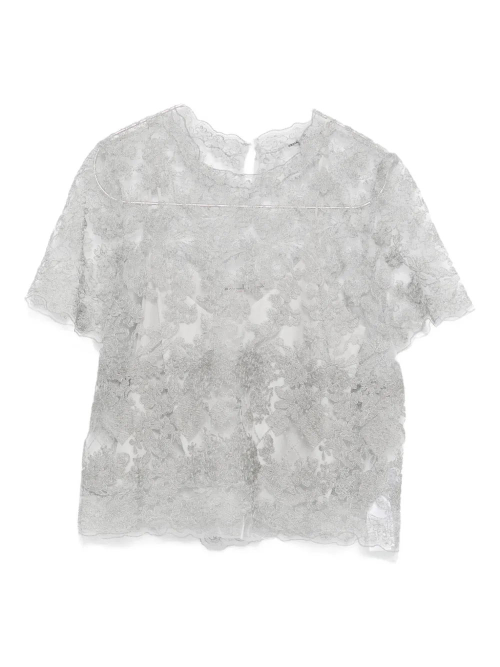 Ermanno Scervino Grey Lace-trimmed Short-sleeved T-shirt In Gray