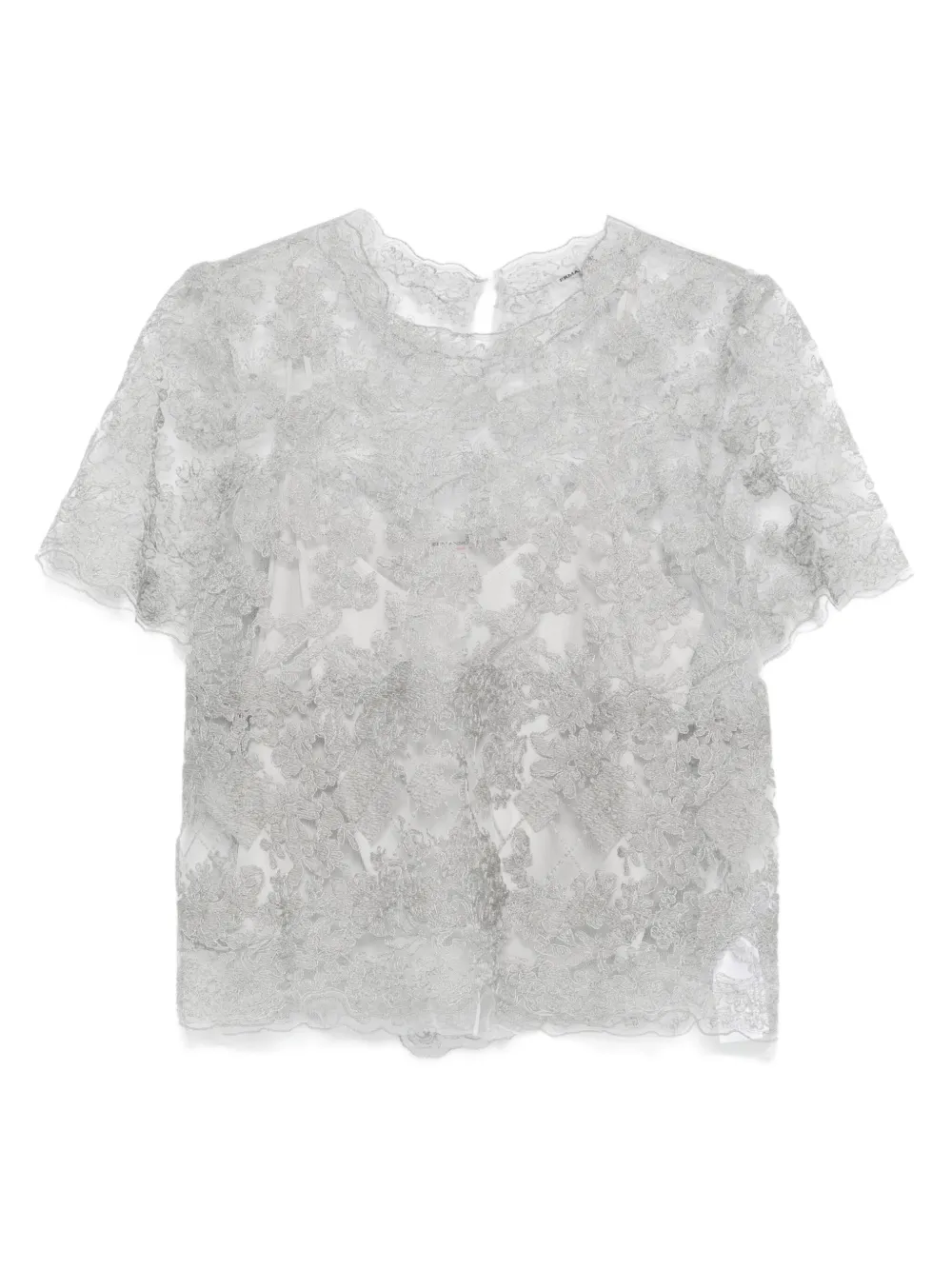 Ermanno Scervino lace-trimmed short-sleeved top | Grey | Image 1