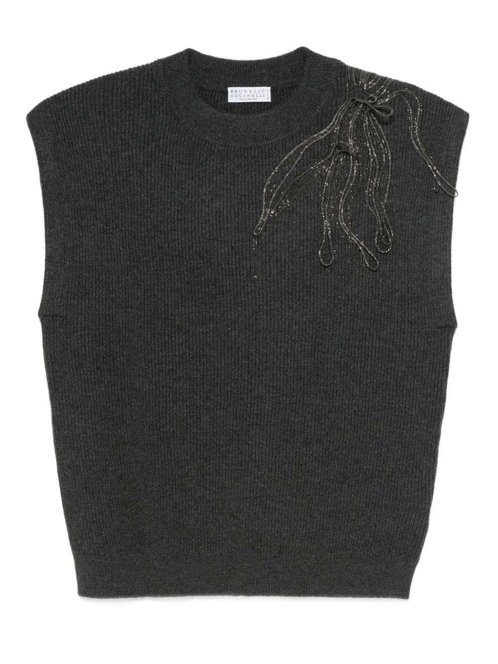 Brunello Cucinelli embellished knitted vest | Grey | Image 1