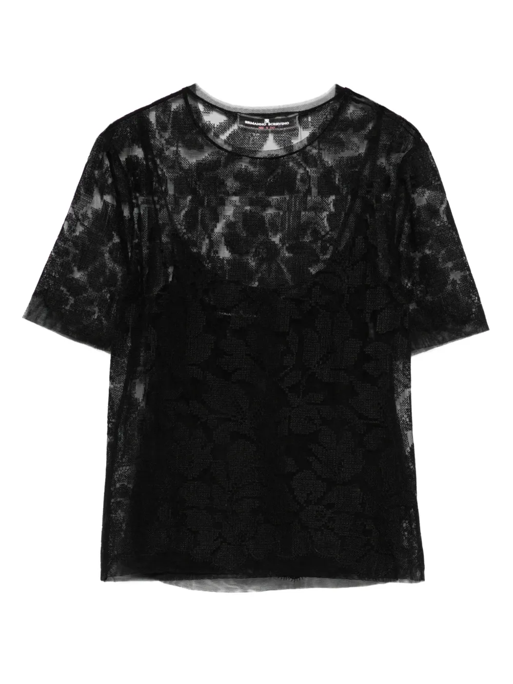 Ermanno Scervino floral-lace mesh top | Black | Image 1