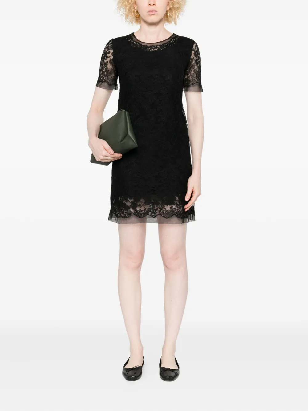 Ermanno Scervino Midi-jurk met korte mouwen - Zwart