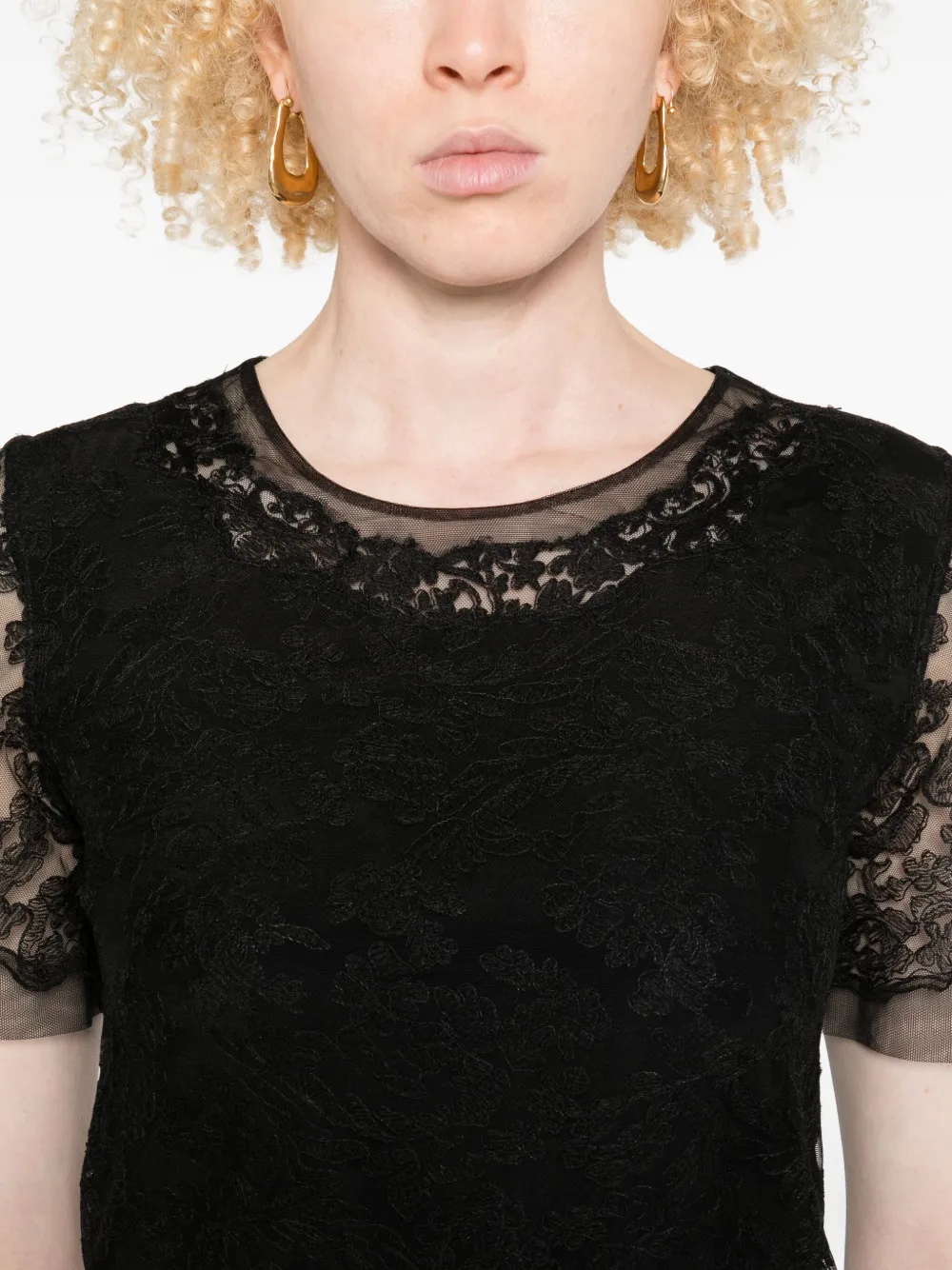 Ermanno Scervino Midi-jurk met korte mouwen Zwart