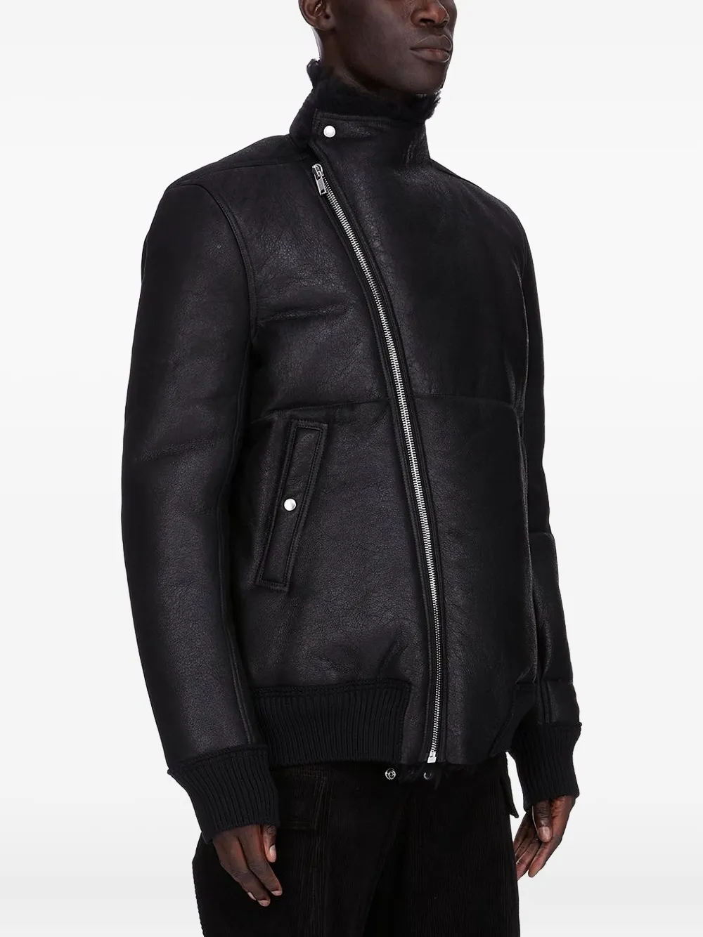 Rick Owens Hollywood Flight Shearling Jacket In Black