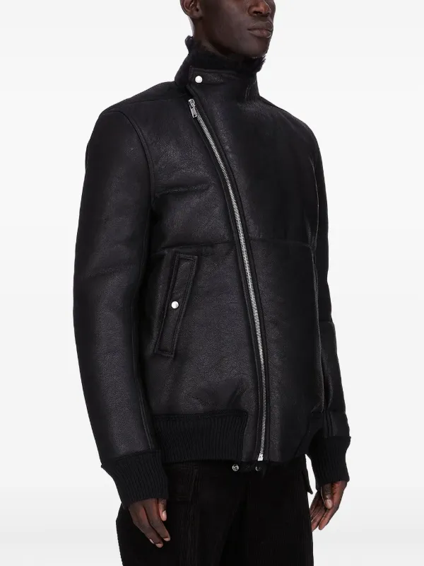 Rick Owens Hollywood Flight Shearling Jacket | Black | FARFETCH JO
