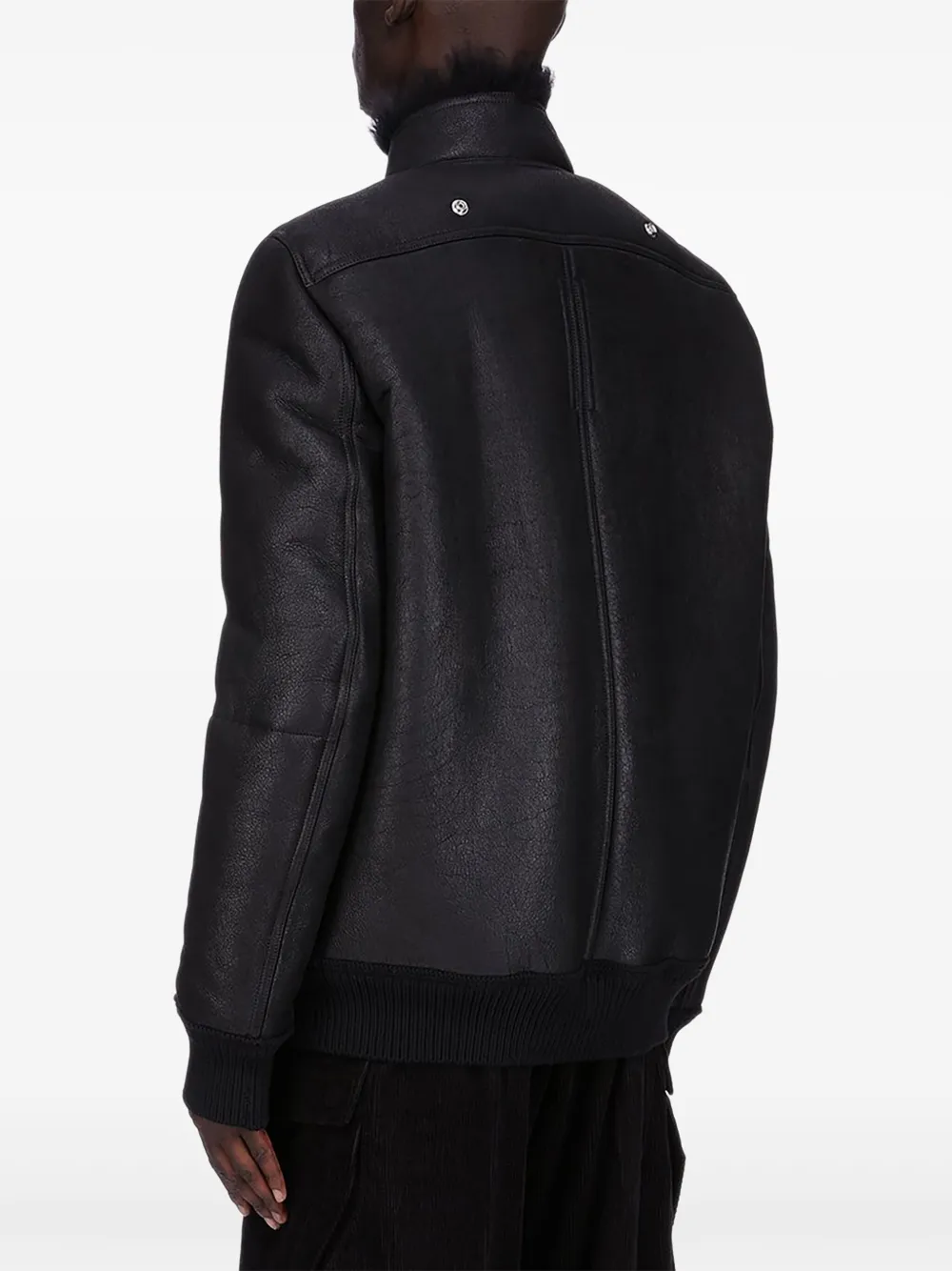 Rick Owens Hollywood Flight Shearling Jacket In Black