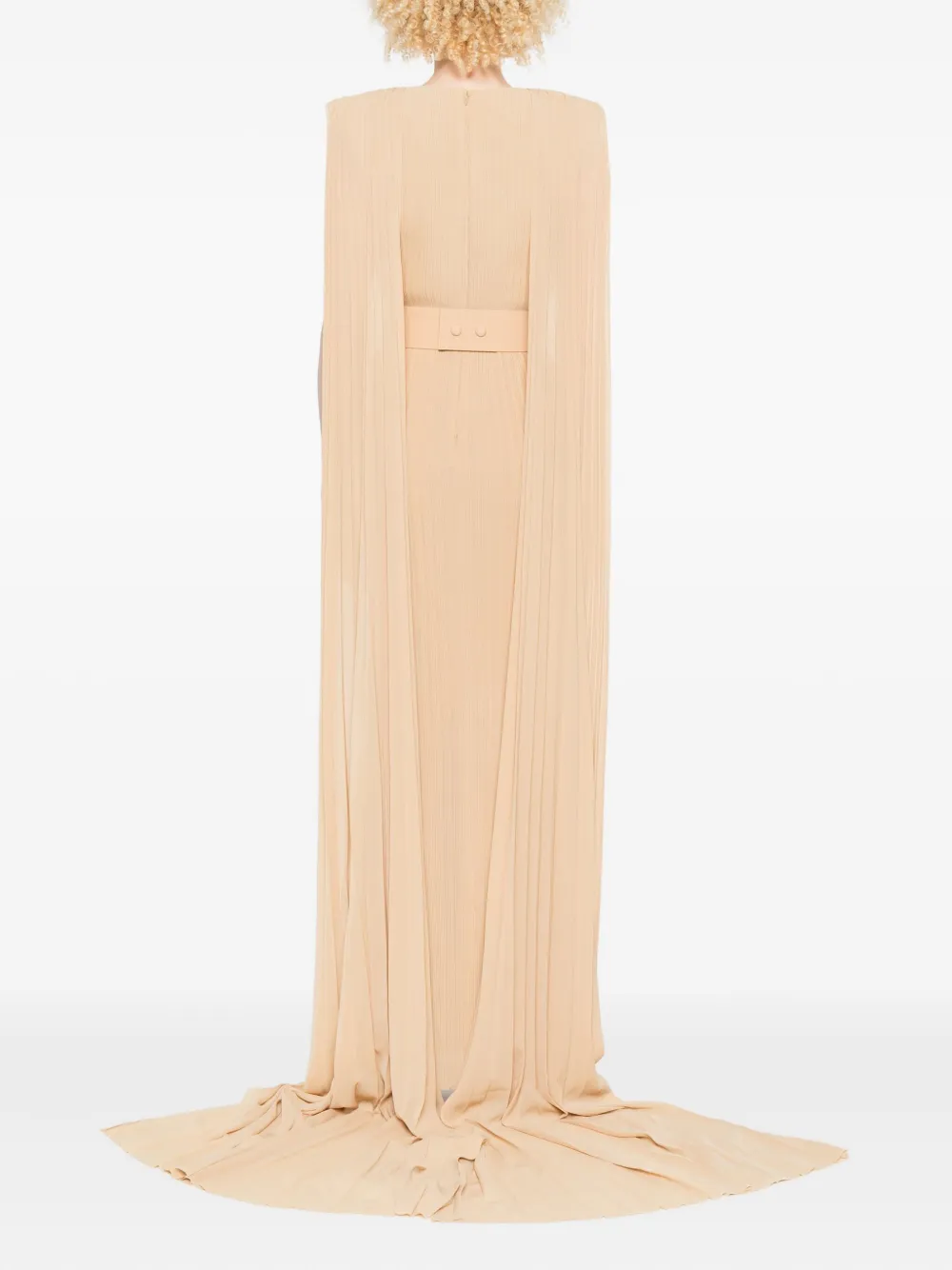 Pleated Cape Maxi Dress