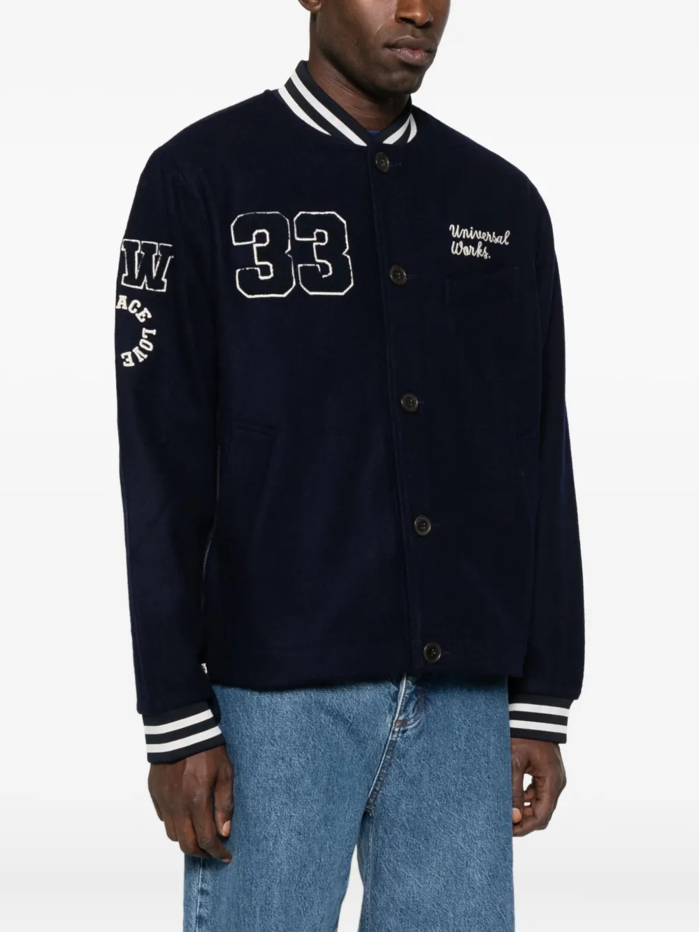 Universal Works Number-embroidered Ribbed-cuff Jacket In Animal Print