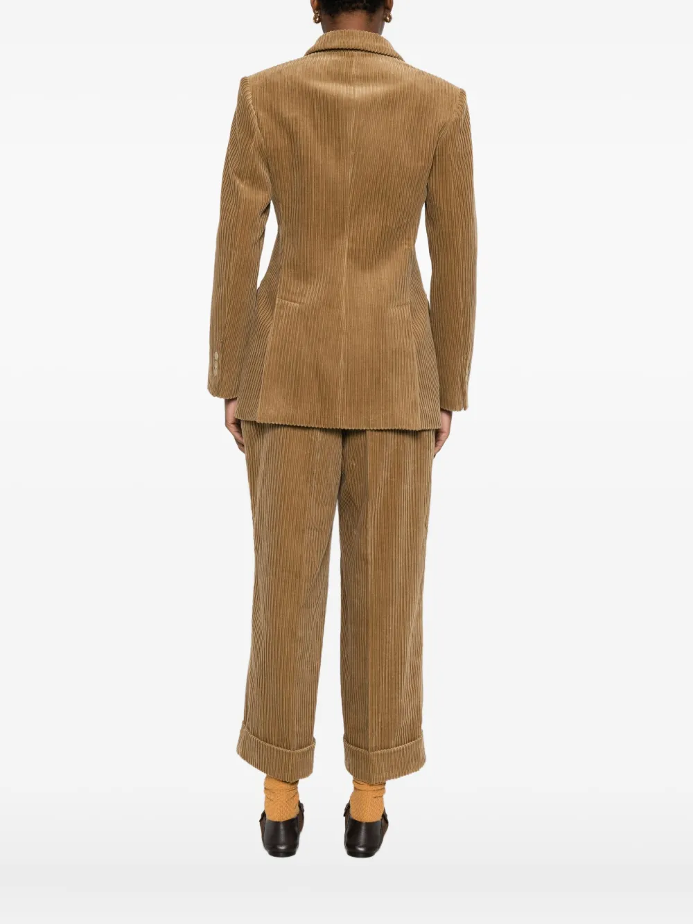 P.a.r.o.s.h Ribbed Velvet Double-breasted Blazer In Brown
