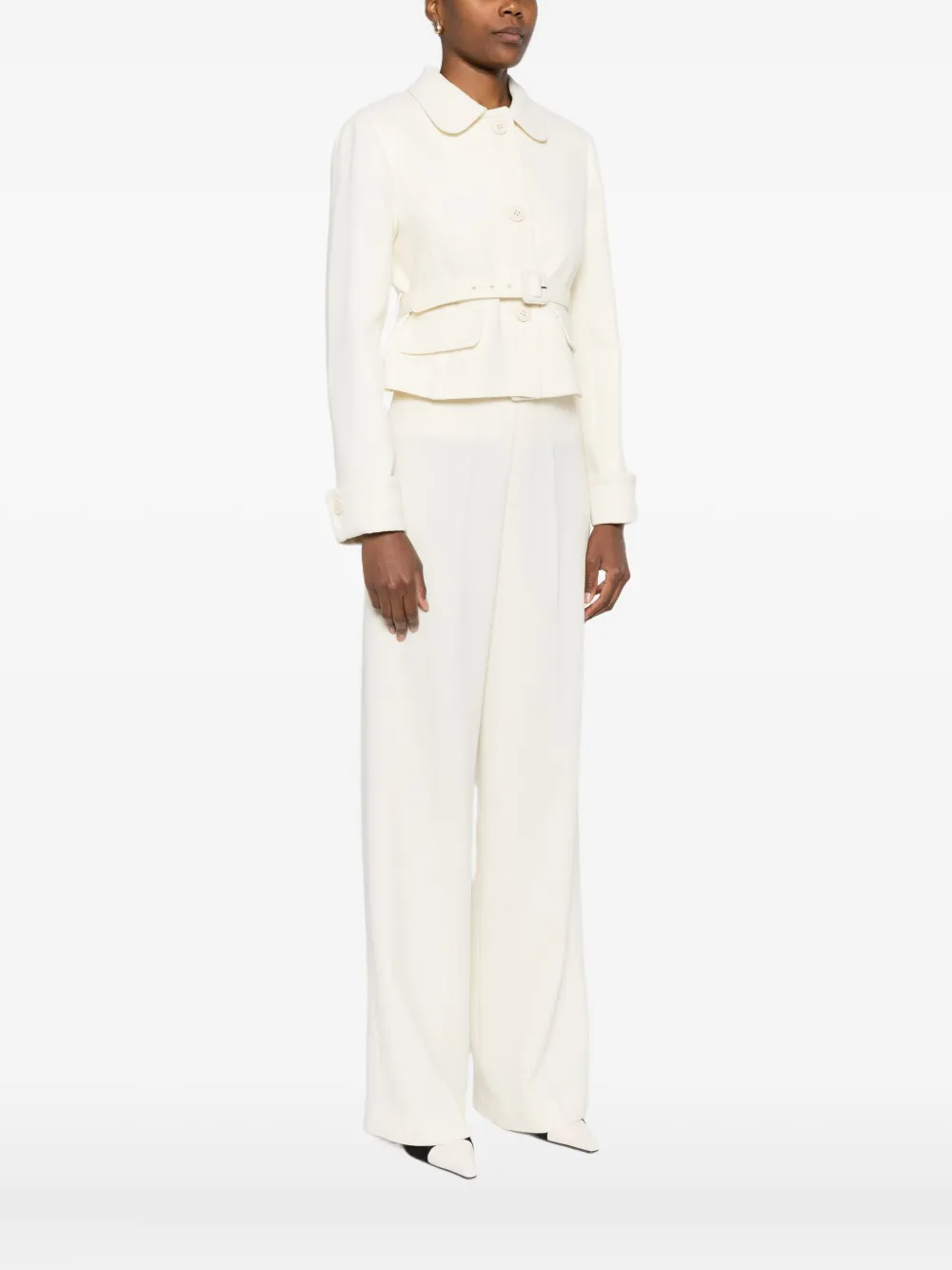 P.a.r.o.s.h Belted Buttoned Jacket In Neutral