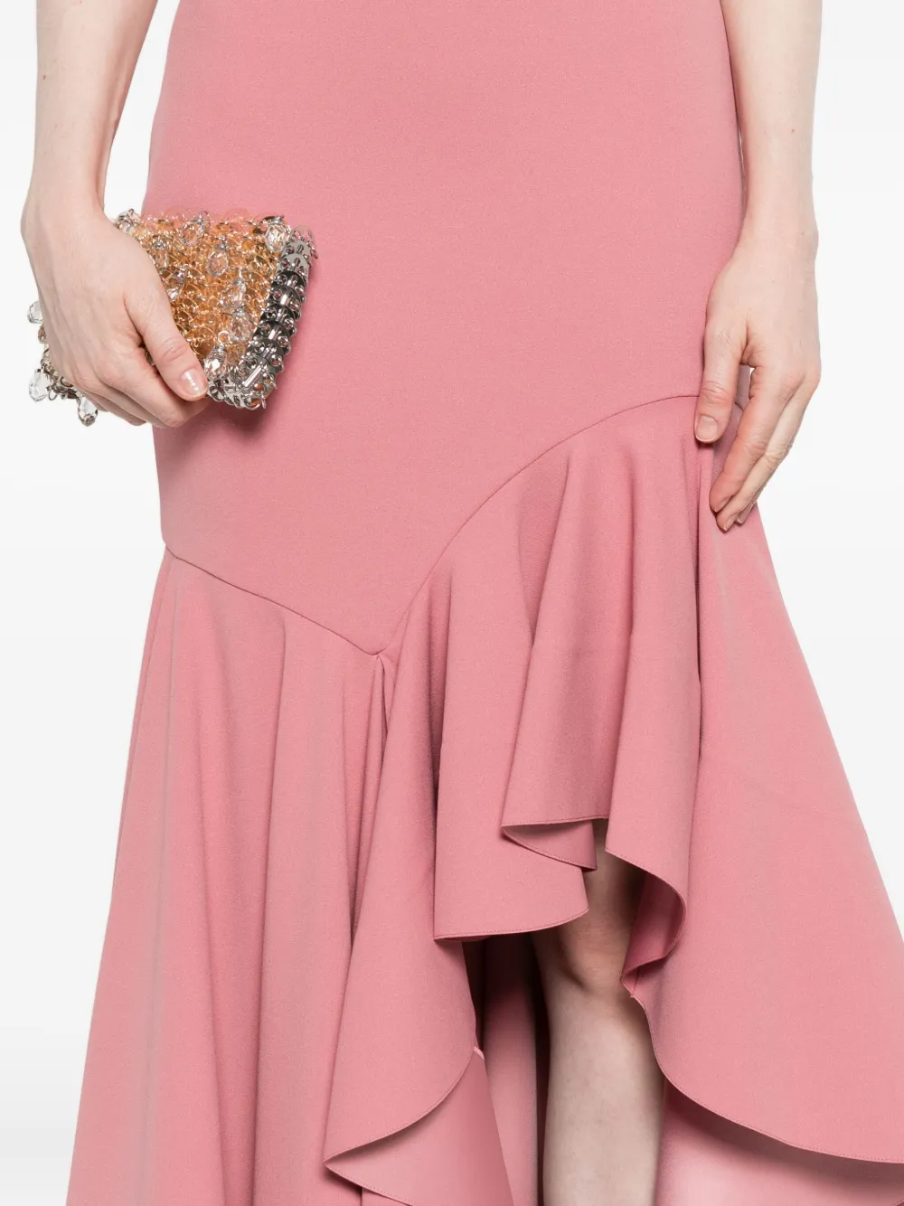 Solace London Asymmetrische jurk met ruches Roze