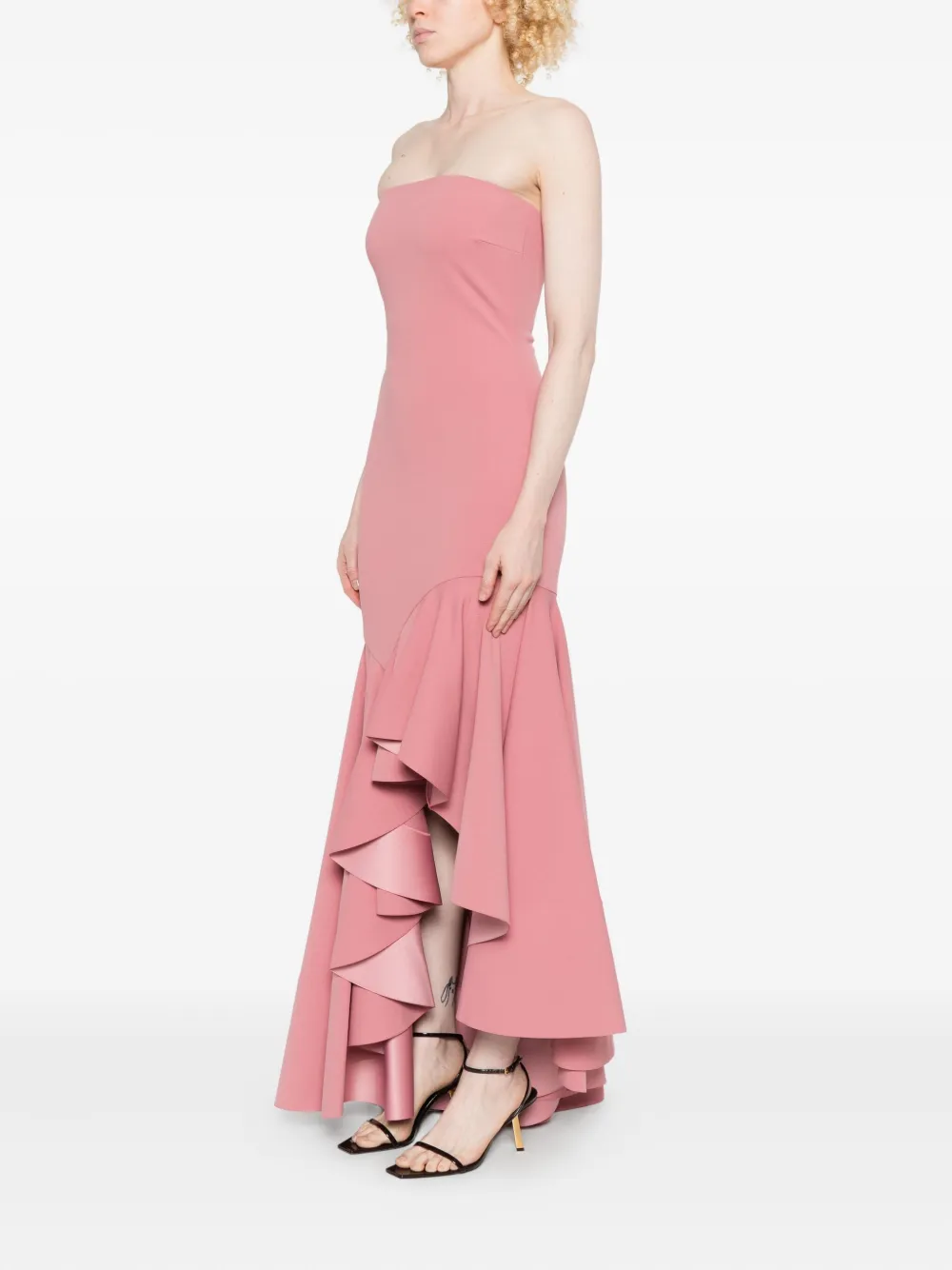 Solace London Asymmetrische jurk met ruches Roze