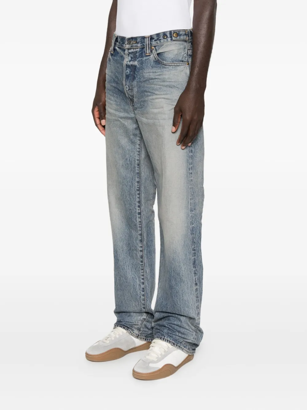 Mastercraft Union Faded-effect Five-pocket Jeans In Gray