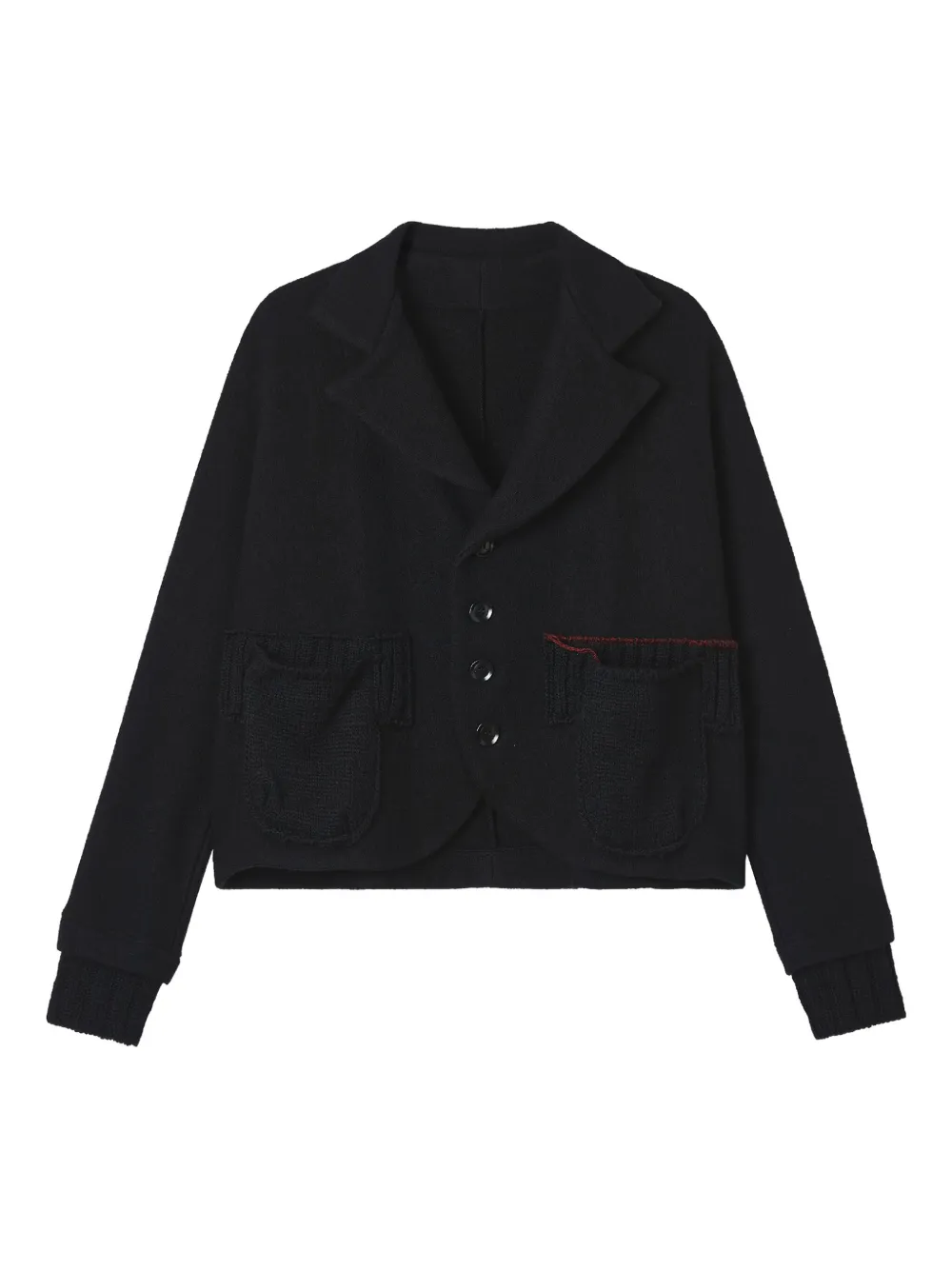Y's Knitted Lapel-detail Cardigan In Black