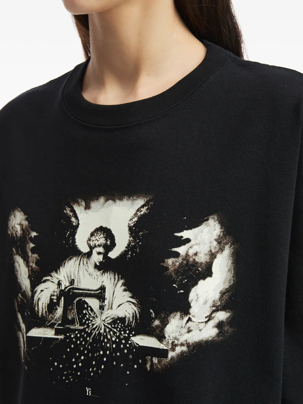 Y's Katoenen T-shirt met grafische print Zwart