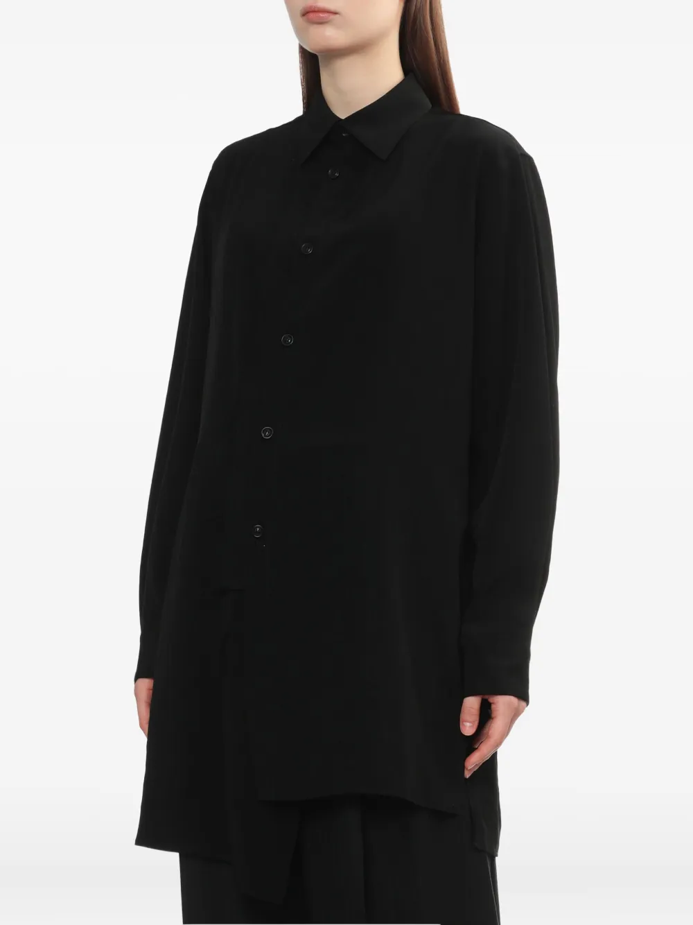 Y's Asymmetric Buttoned Shirt In Black