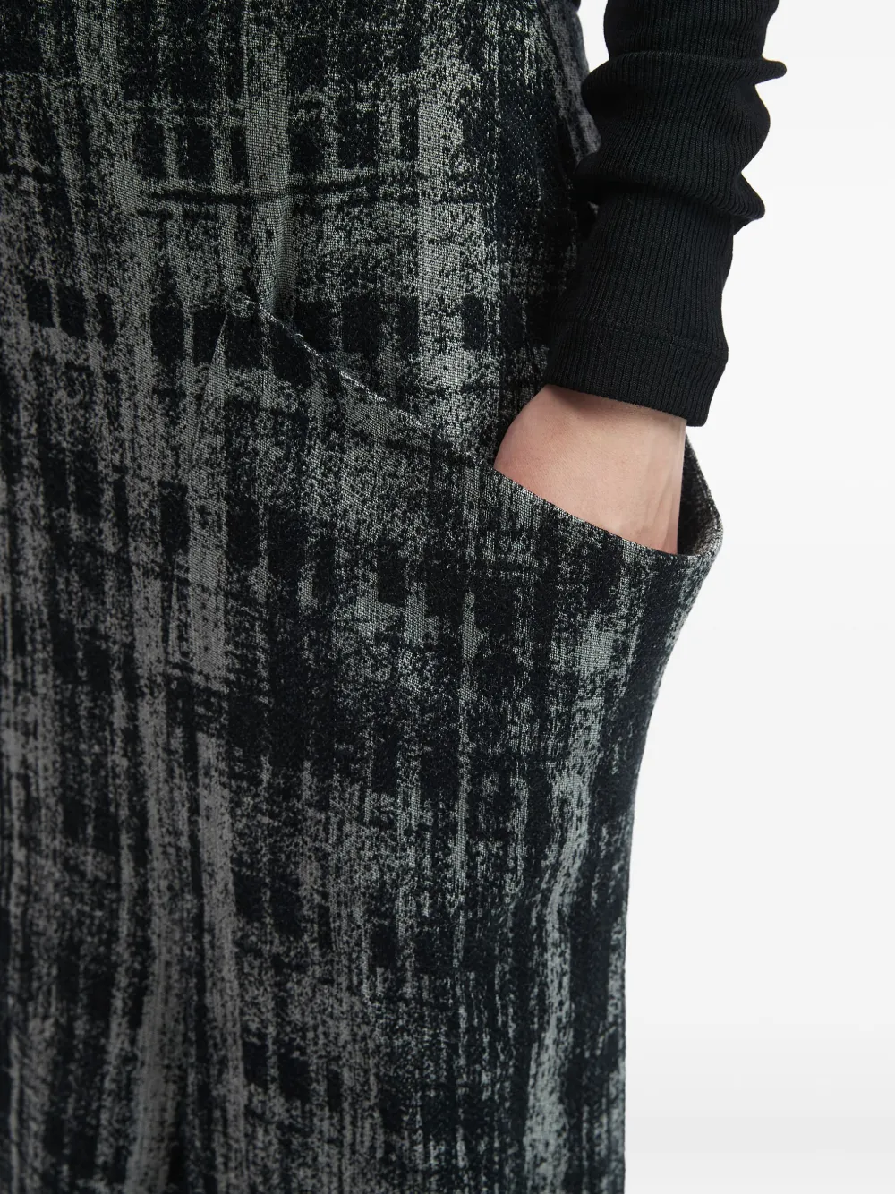 Y's Abstract-print Draped Skirt In Black