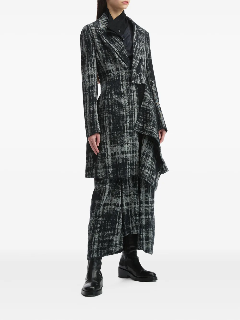 Y's Abstract-print Draped Skirt In Black