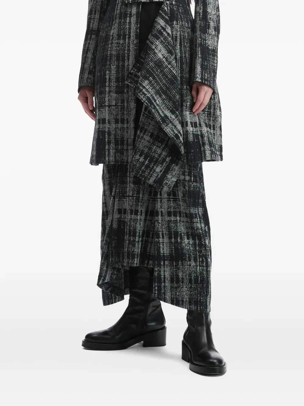 Y's Abstract-print Draped Skirt In Black