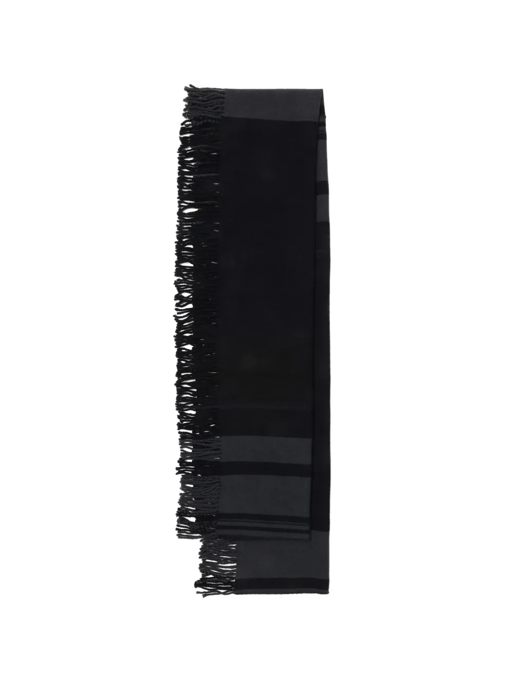 Y's striped fringe scarf - Zwart