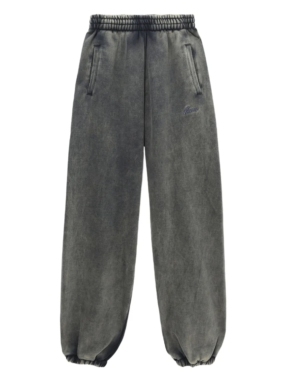 We11 Done Elasticated-cuff Logo Trousers In Gray