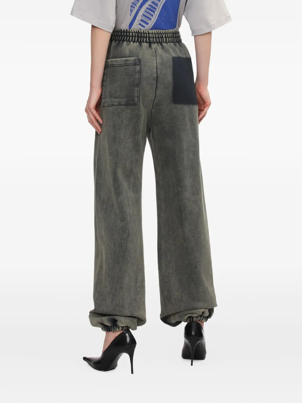 We11 Done Elasticated-cuff Logo Trousers In Gray