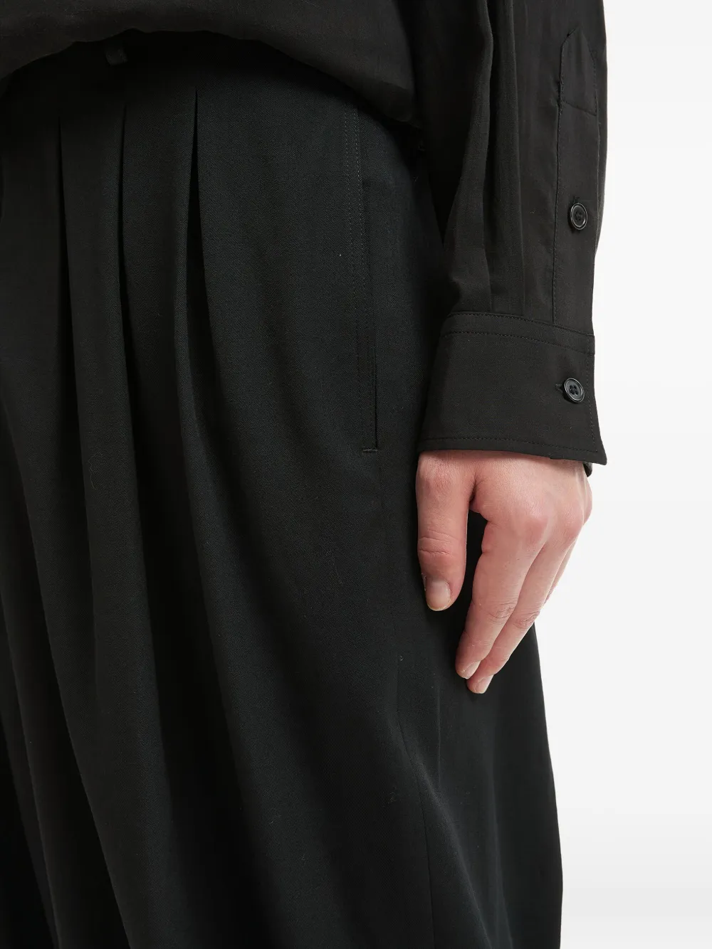 Yohji Yamamoto Wollen plooibroek Zwart