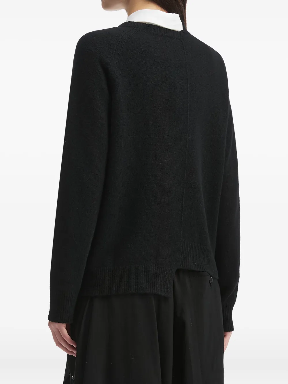 Y's Asymmetric-hem Crew-neck Cardigan In Black