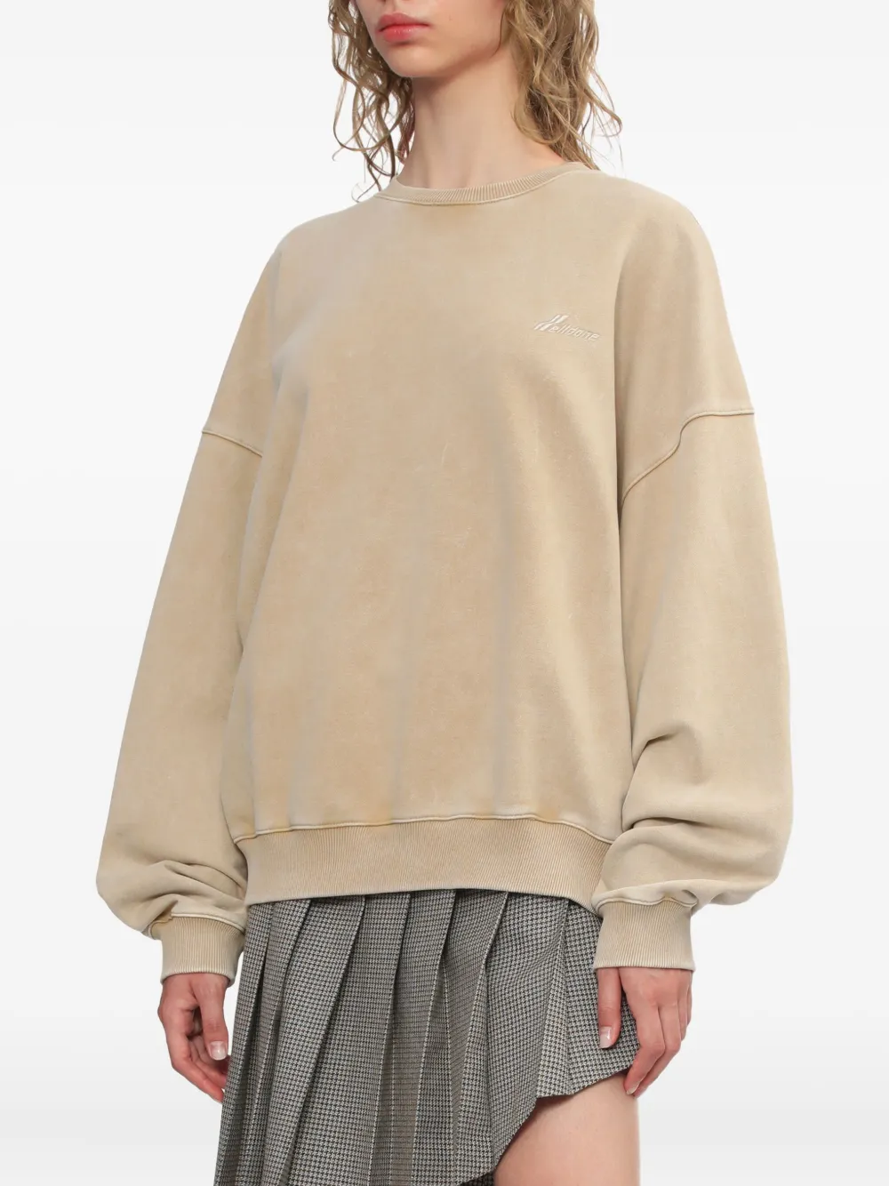 We11 Done Embroidered Cotton Sweatshirt In Neutral
