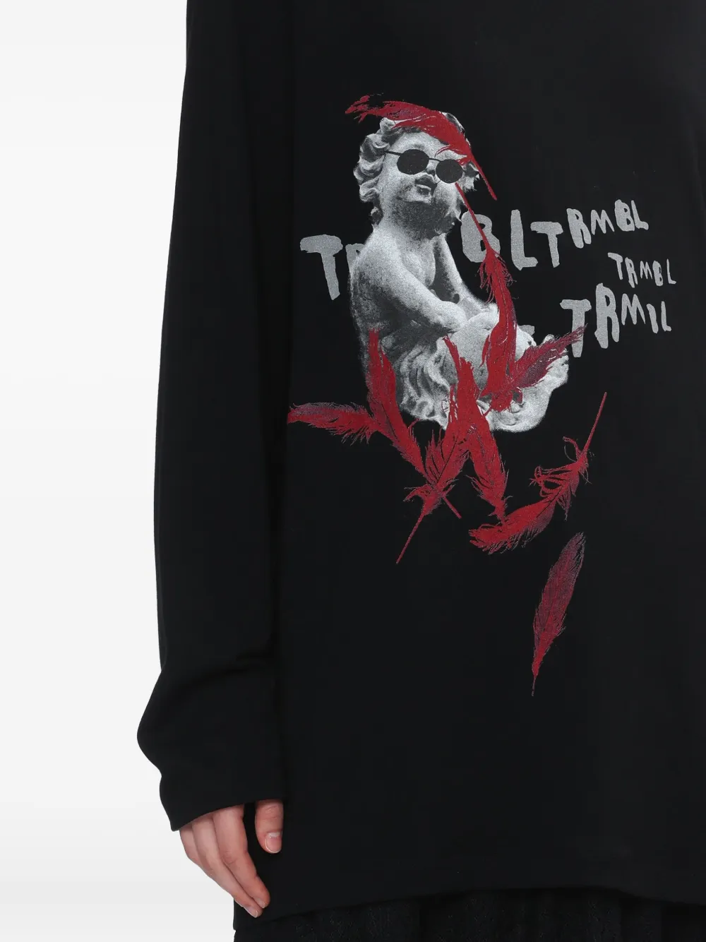 Y's Cherub-print Long-sleeve T-shirt In Black
