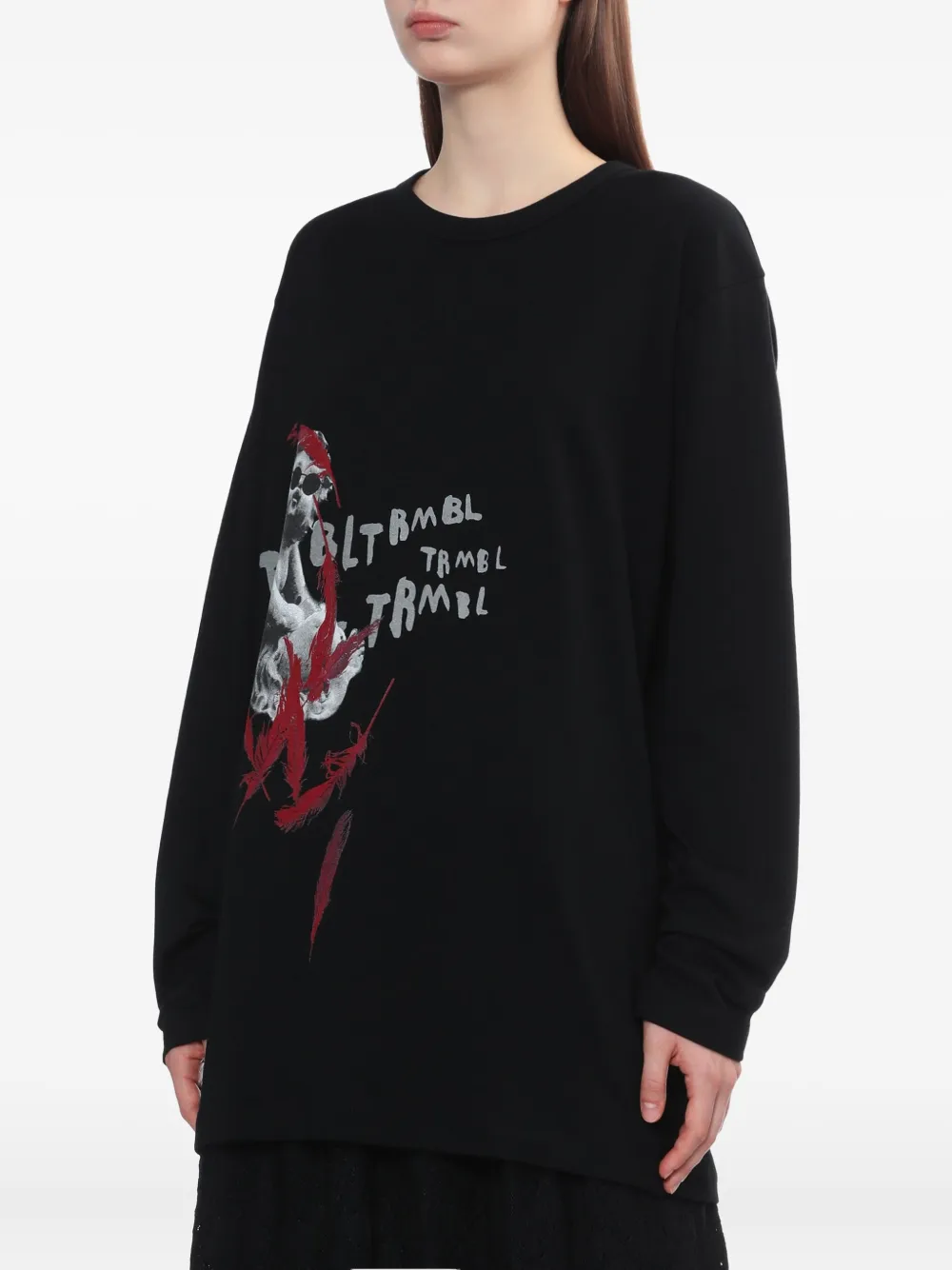 Y's Cherub-print Long-sleeve T-shirt In Black