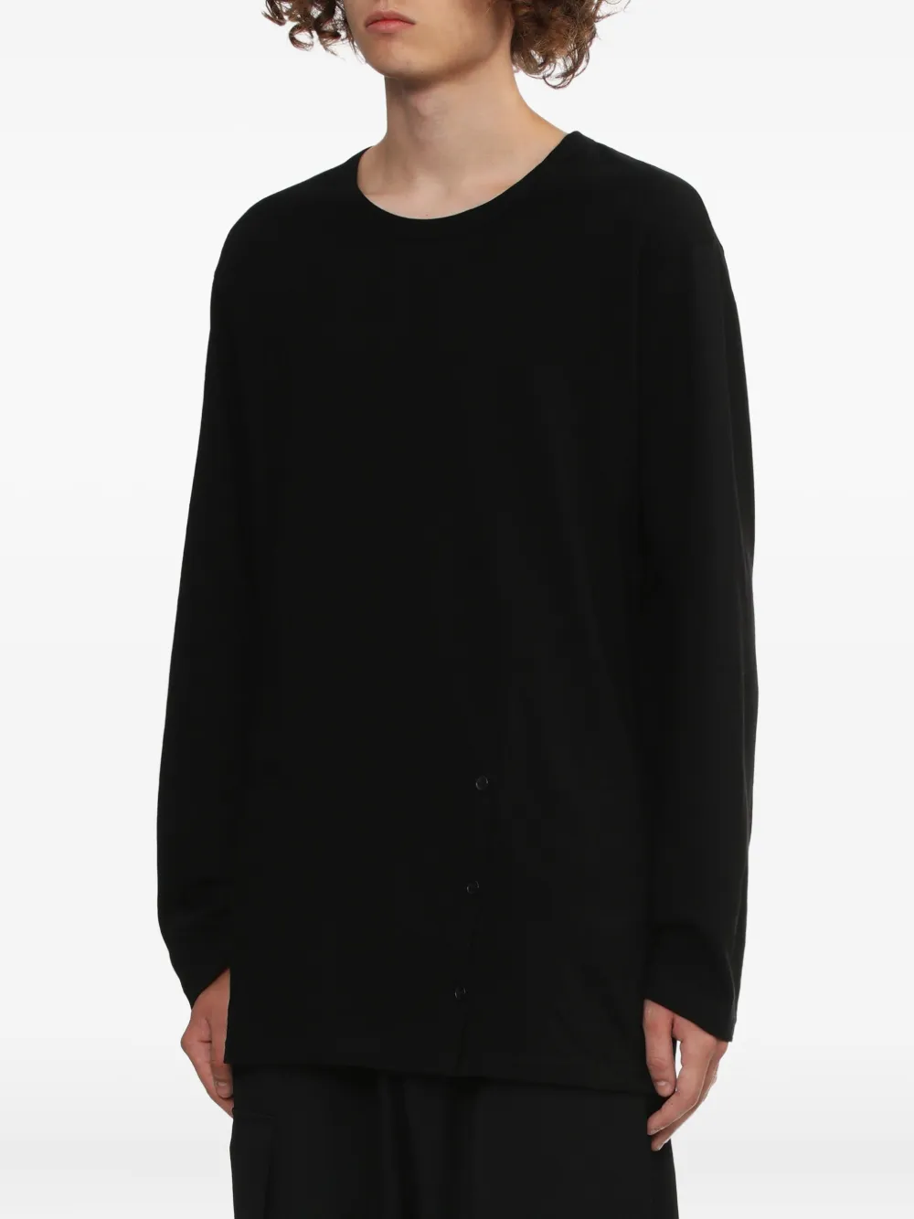 Yohji Yamamoto ボタン ロングtシャツ In Black
