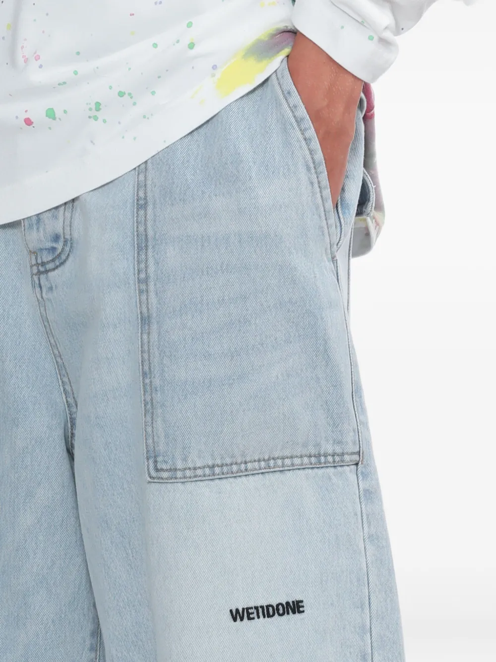 We11done Jeans met opgestikte zak Blauw