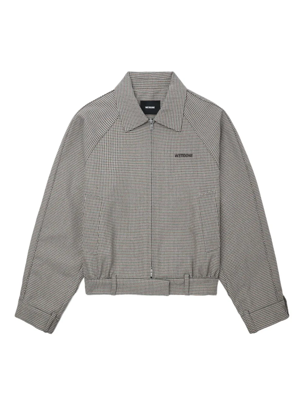 We11 Done Houndstooth Zip-up Jacket In Gray