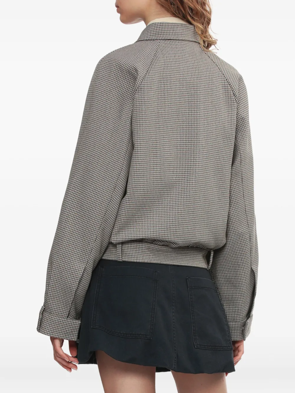 We11 Done Houndstooth Zip-up Jacket In Gray