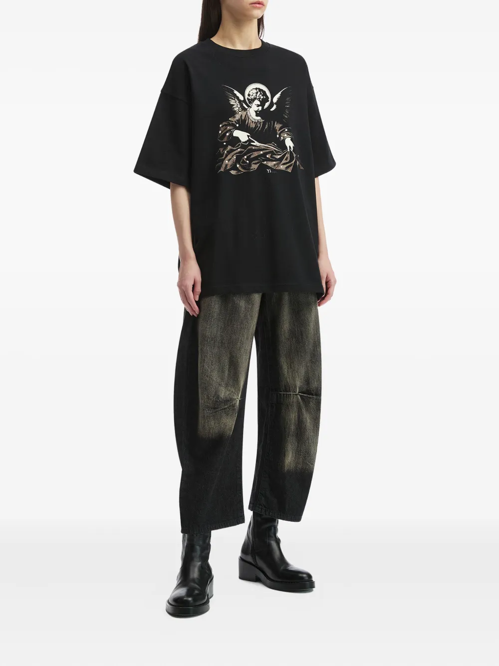 Y's Angel-print T-shirt In Black