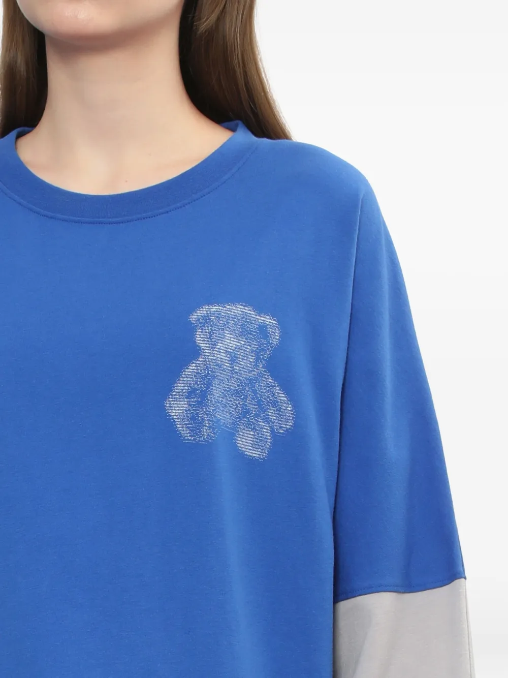 We11 Done Teddy-print Long-sleeve Top In Blue