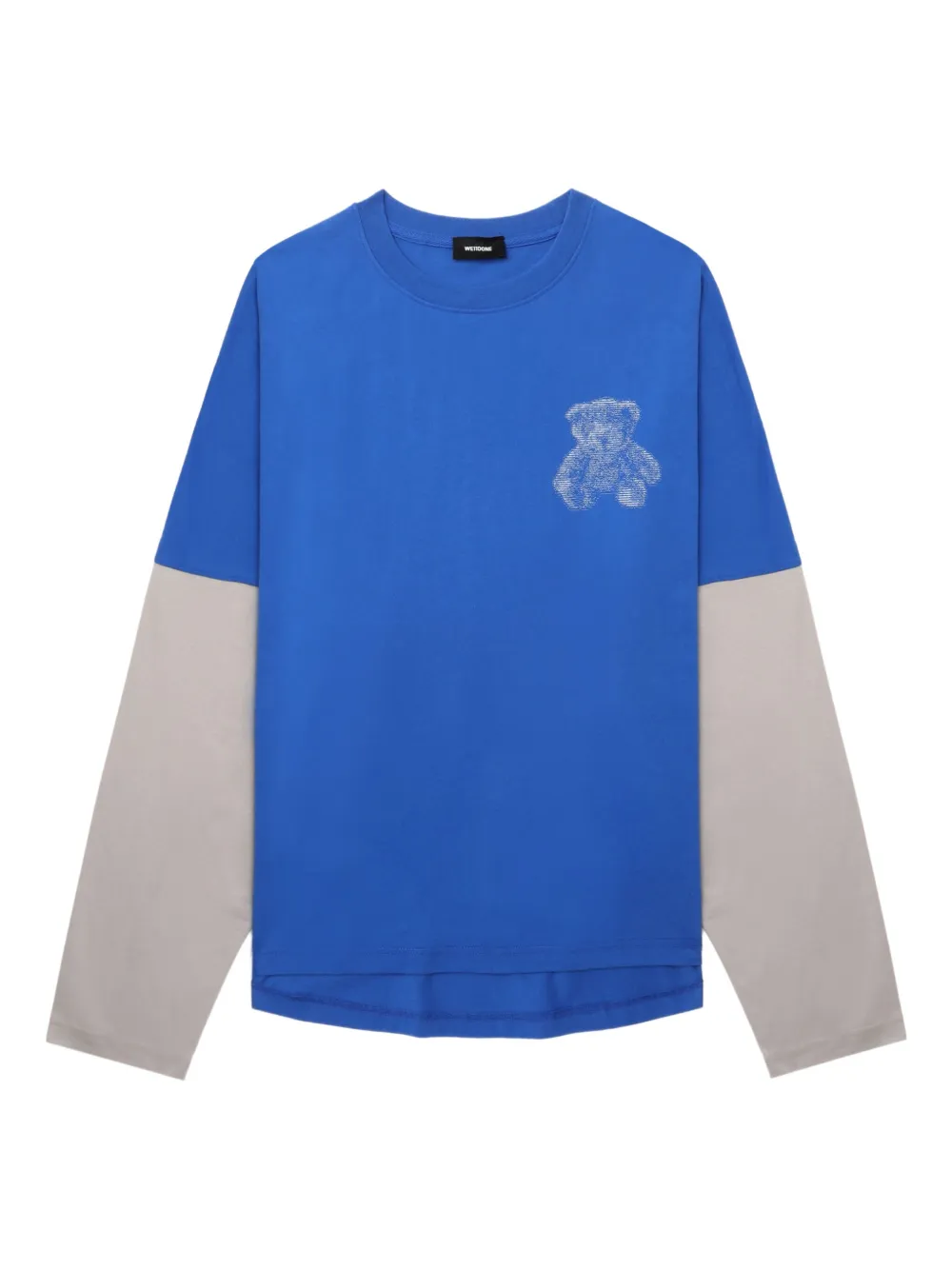 We11 Done Teddy-print Long-sleeve Top In Blue