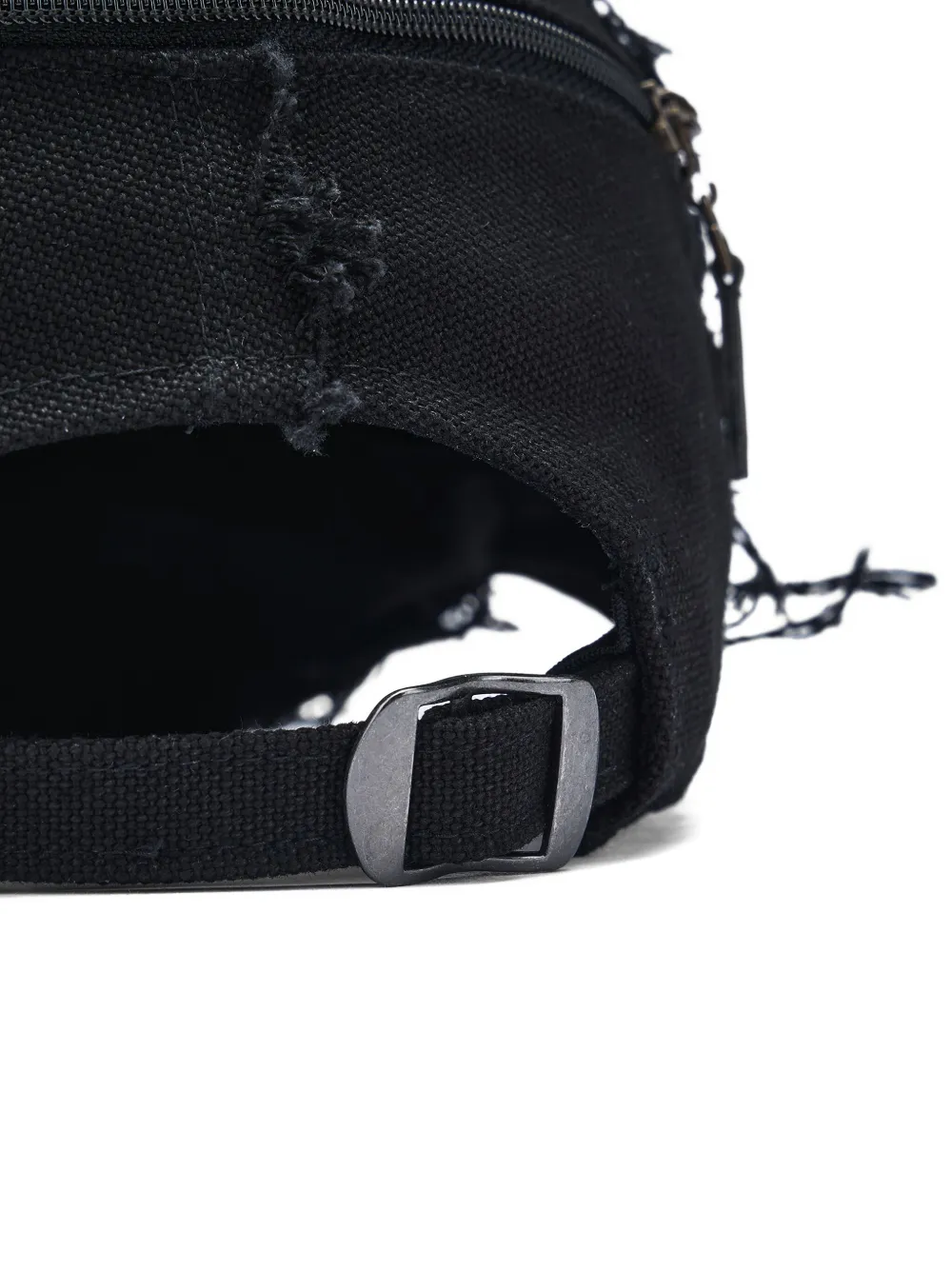 Y's Honkbalpet met gerafelde randen en rits Zwart