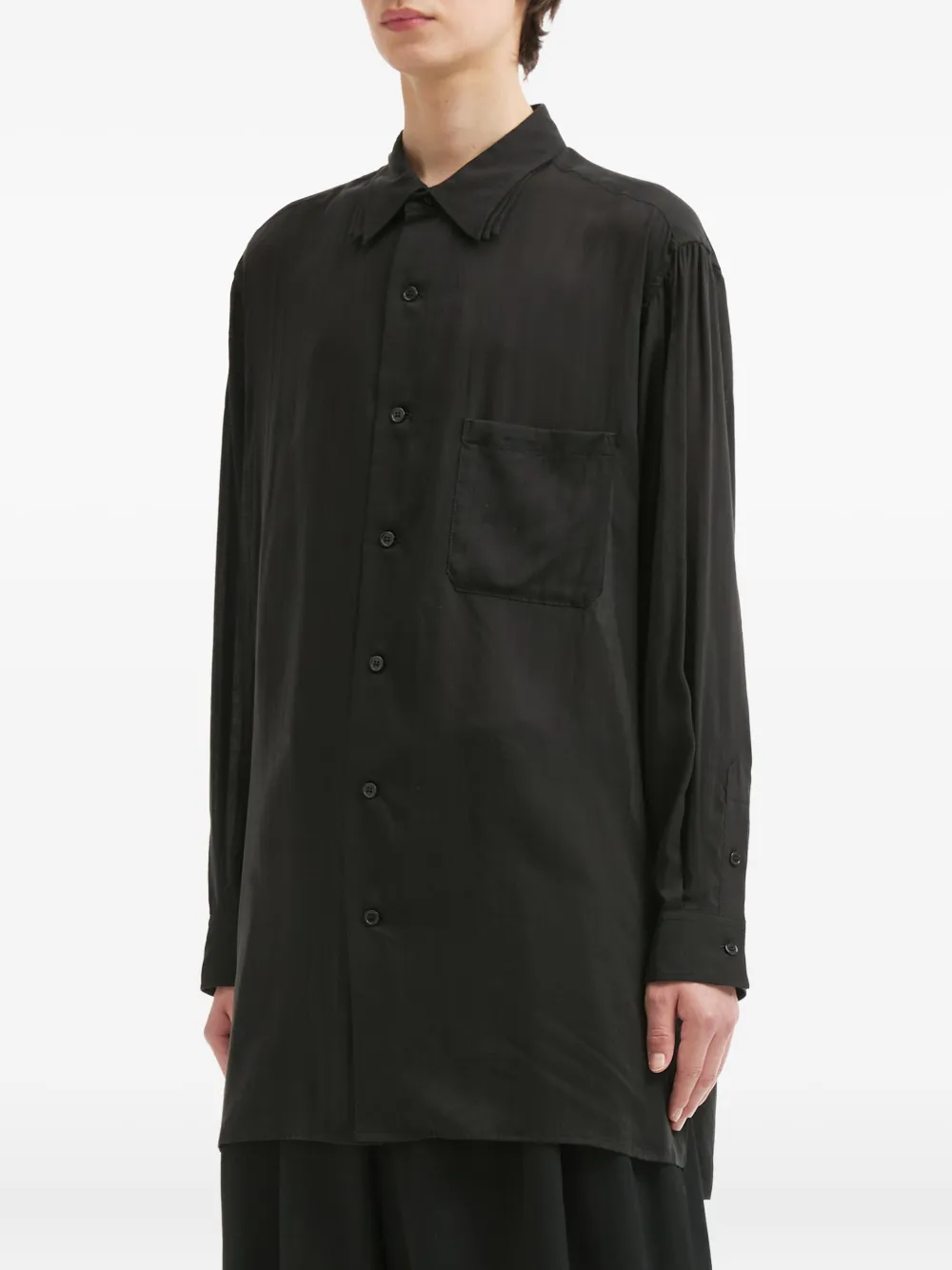 Yohji Yamamoto Long-sleeve Button-down Shirt In Black