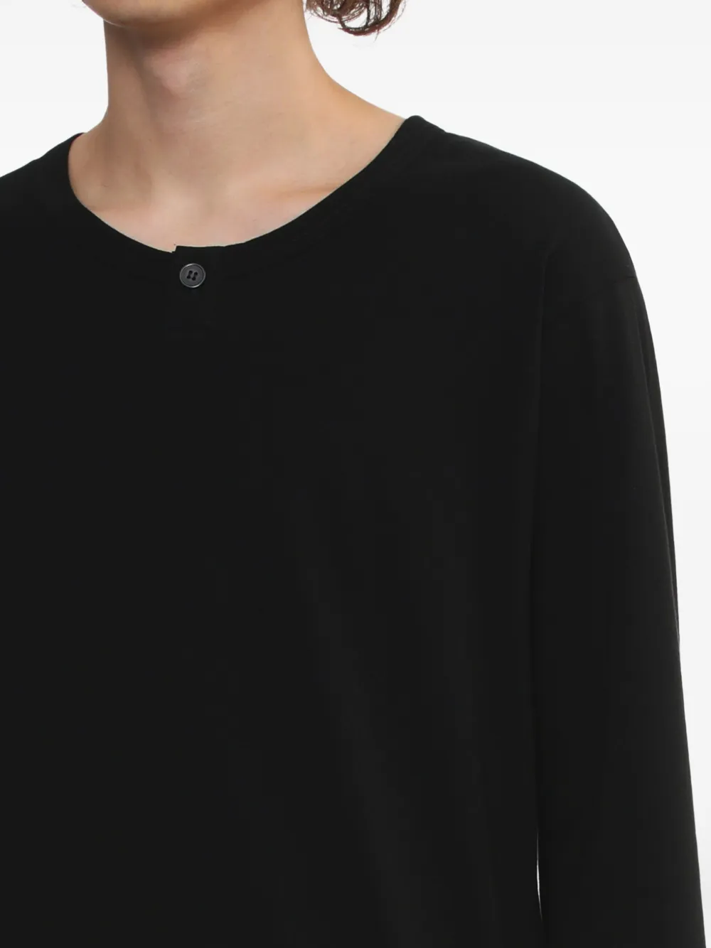 Yohji Yamamoto ボタン ロングtシャツ In Black
