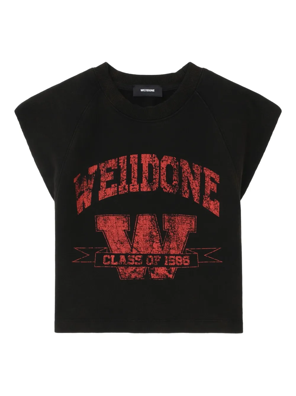 We11done graphic-print cropped top | Black | Image 1