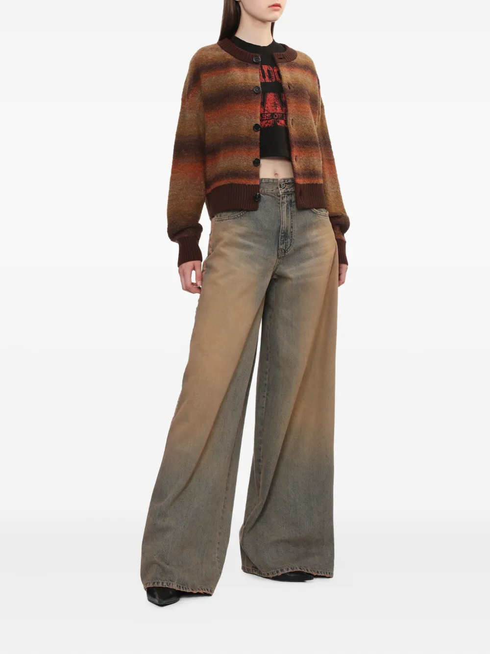 We11done faded panelled jeans - Beige