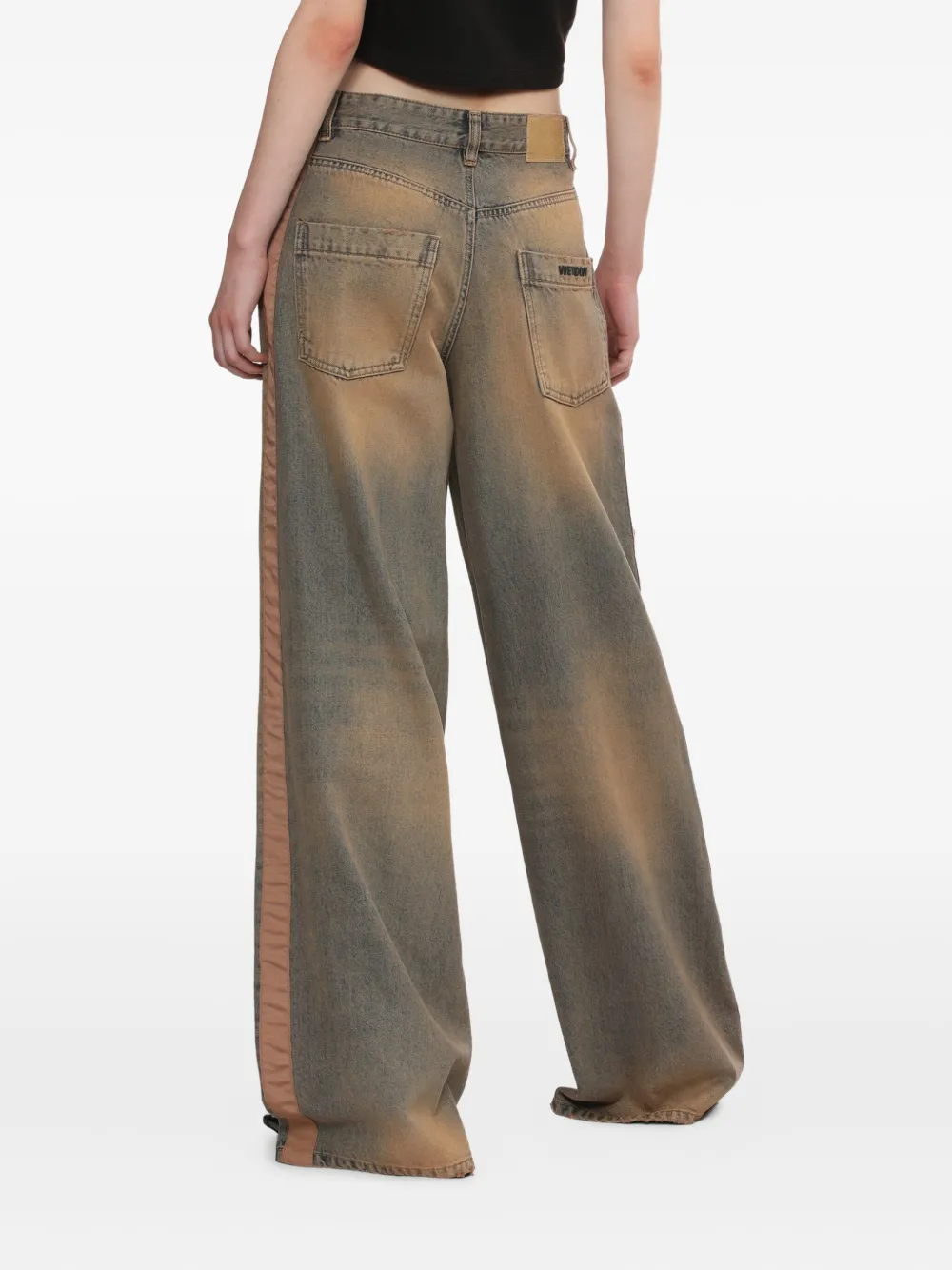 We11 Done Womens Grosgrain Wide-leg Denim Jeans Beige In Neutral