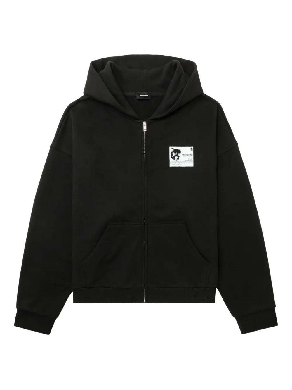 We11 Done Bear-graphic Zip-up Hoodie In Black