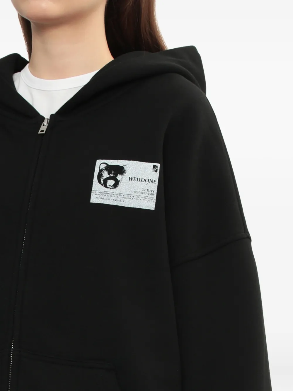 We11 Done Bear-graphic Zip-up Hoodie In Black