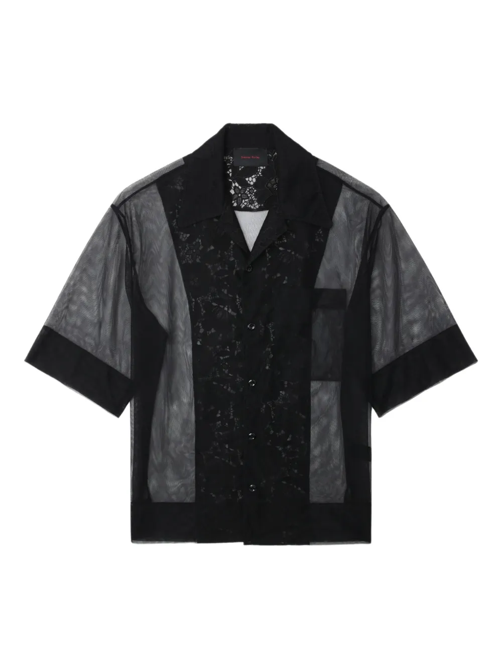Simone Rocha lace-panel mesh shirt | Black | Image 1