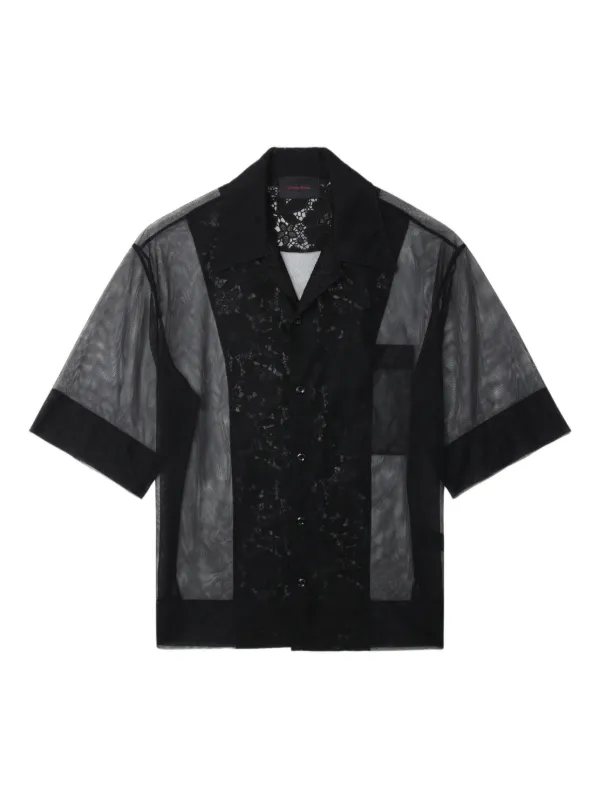 Simone Rocha Lace-panel Mesh Shirt in Black