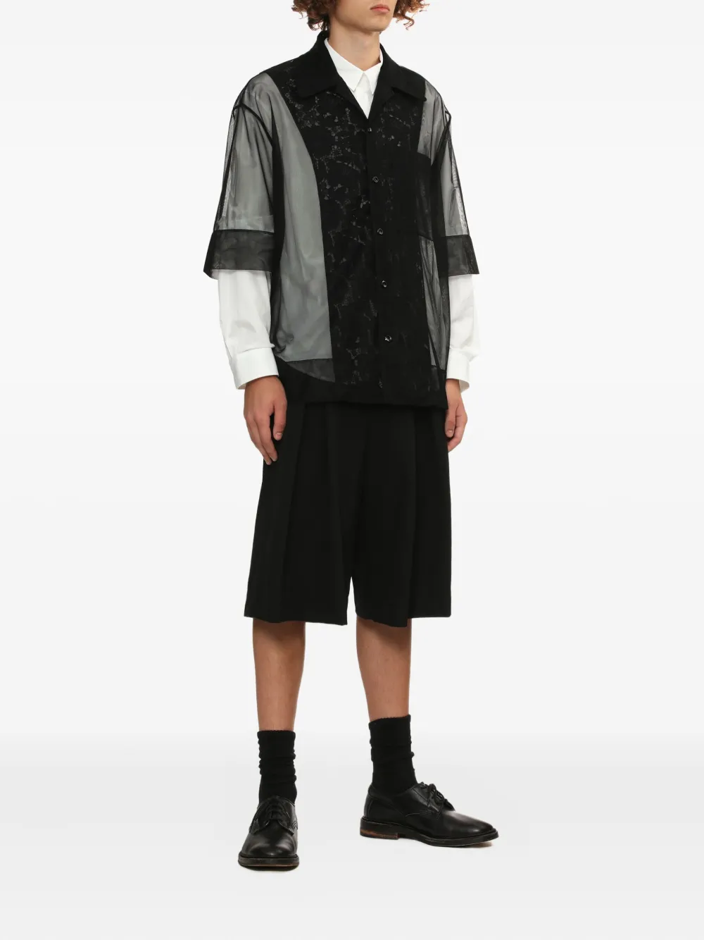 Simone Rocha lace-panel mesh shirt | Image 2